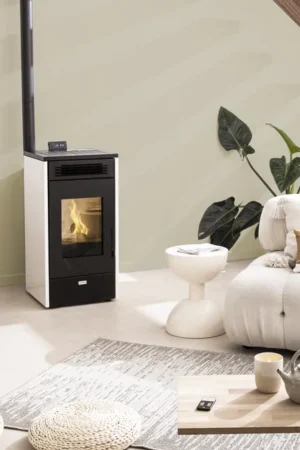 Stufa a pellet ventilata Mannu Equation 9 kW bianco