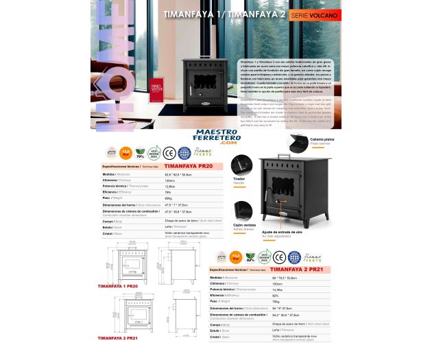 STUFA Timanfaya 1 Press – Stufa a legna 12,6KW, efficienza 79% - Image 2
