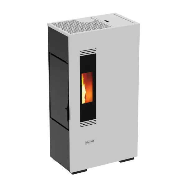 Stufa a pellet canadese compatta da 5 kW bianca