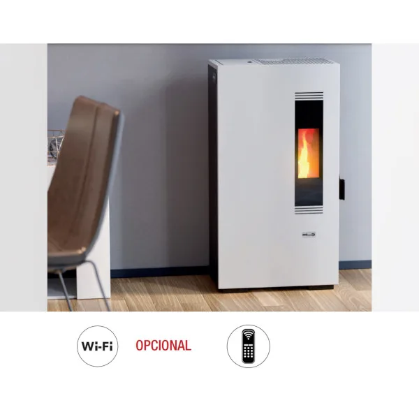 Stufa a pellet canadese compatta da 5 kW bianca - Image 3