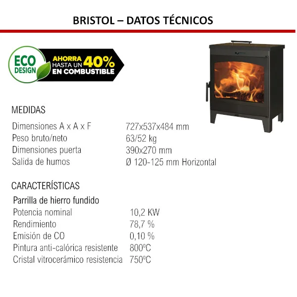 Stufa a legna Bristol Baker da 10,2 kW - Image 4
