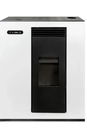 Stufa a pellet canalizzata Vertex Slim 10,5 kW, bianca