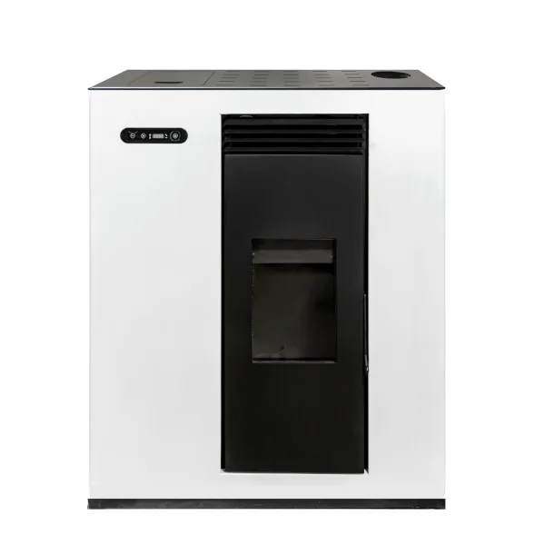 Stufa a pellet canalizzata Vertex Slim 10,5 kW, bianca