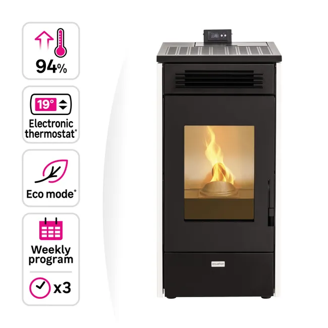Stufa a pellet ventilata Mannu Equation 9 kW bianco - Image 12