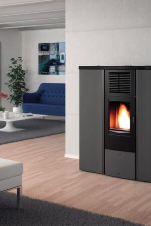Stufa a pellet canalizzata Lia Slim 8.5 kW grigio