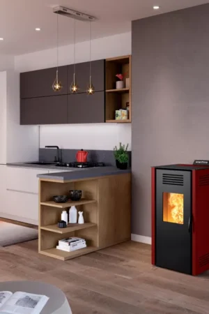 Stufa a pellet ventilata Nuova Vieste 7.3 kW bordeaux