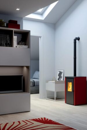 Stufa a pellet ventilata Bassano 4.2 kW bordeaux