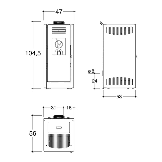 Stufa a pellet ventilata Mirano wi-fi 8 kW rosso mattone - Image 3